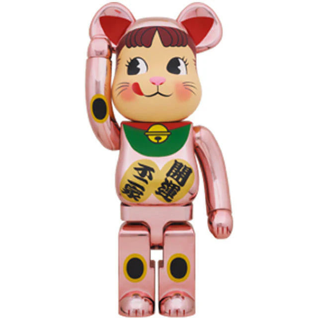 BE@RBRICK Manekineko Peko Chan Fortune Double Coin Pink-Gold Plating 1000%