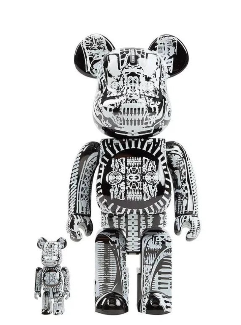 BE@RBRICK H.R. Giger Black Chrome 100% & 400%